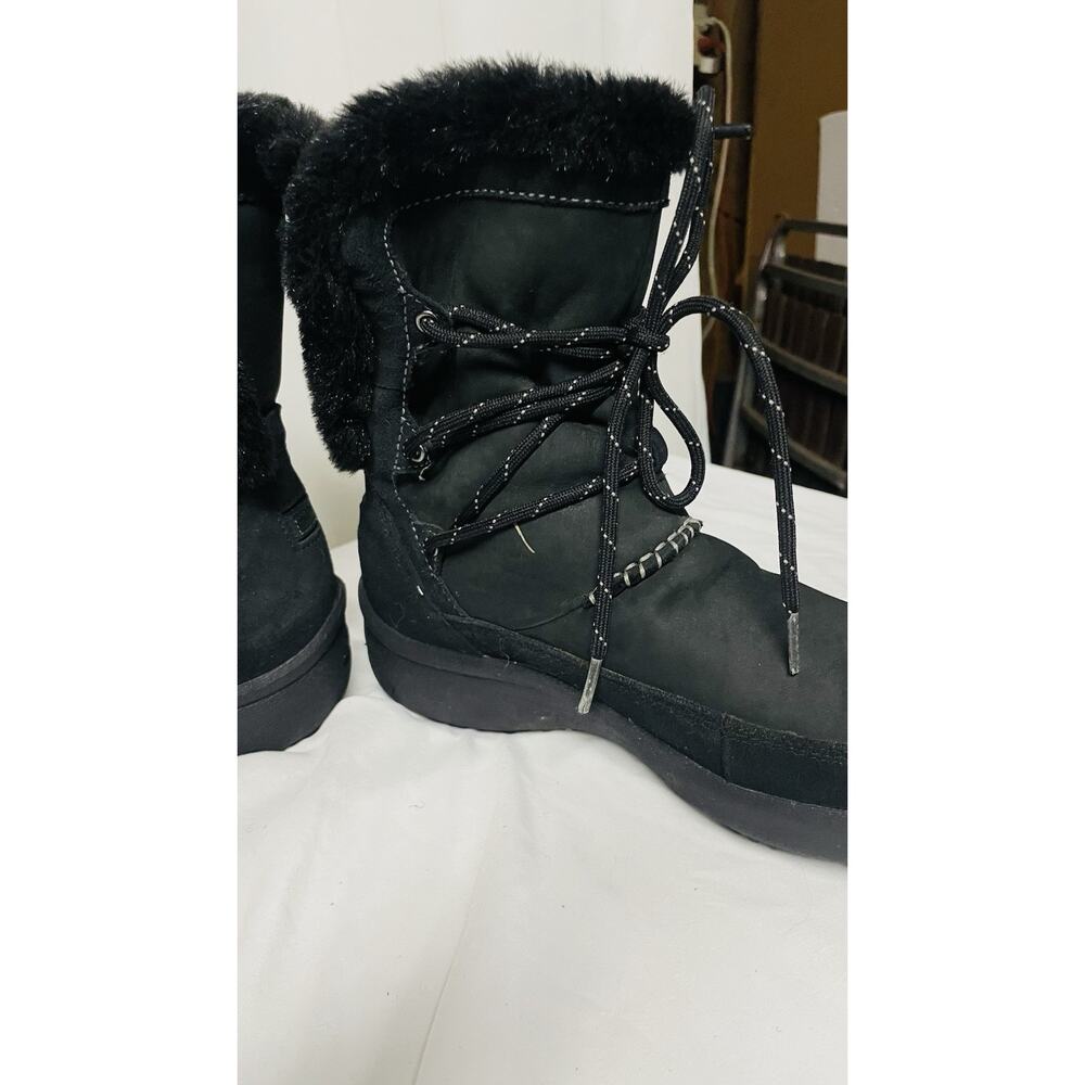 •Clarks Winter Boots Wave Walk Leather Faux Fur Insulated Waterproof 9.5 - Picture 3 of 10